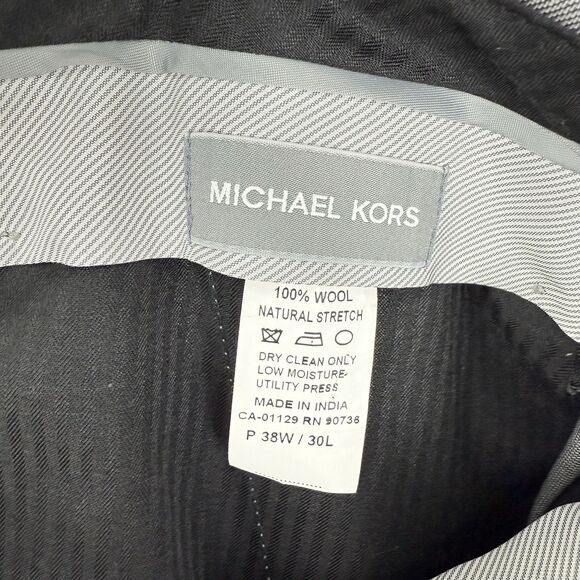 Michael Kors Mens Classic fit Wool Dress Pants 38w/30L Grey Solid NaturalStretch - Picture 7 of 16